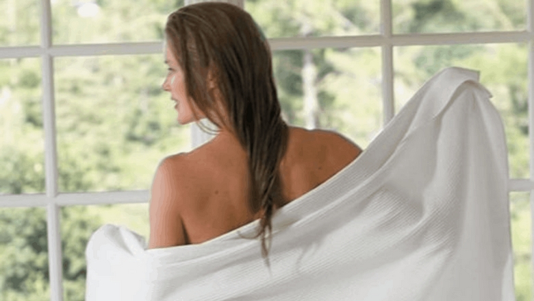 woman and shower towel