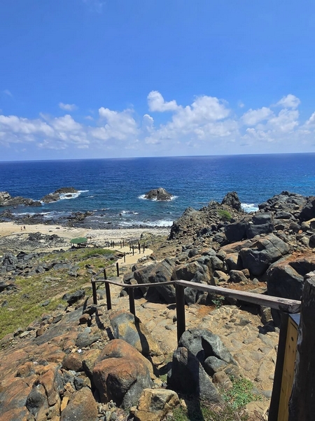 Stairs at the natural pool, Aruba