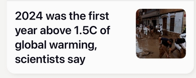 Article claiming 1.5C rise in warming