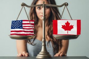 scale with US flag heavier than Canadian flag